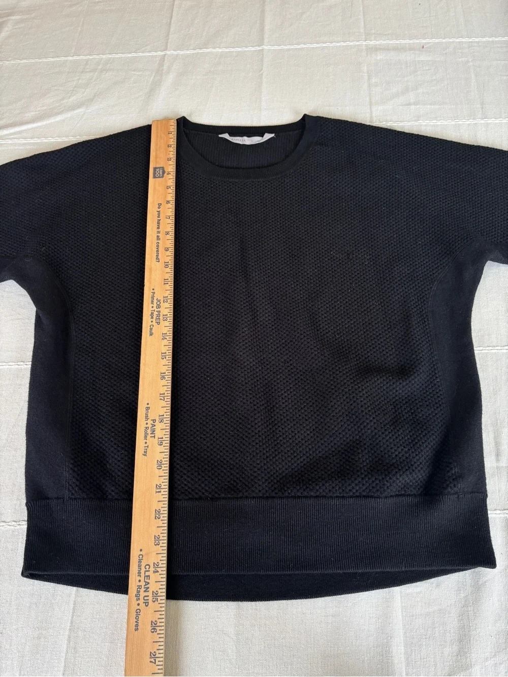 Athleta Merino Wool Blend Black Textured Sweater Women’s Large Crewneck Pullover